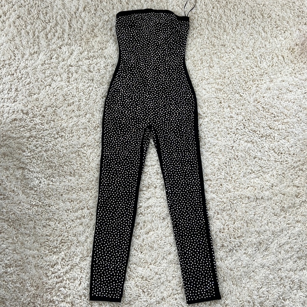 strapless studded jumpsuit